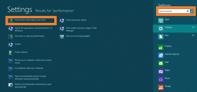 صفحه Performance Information and Tool در ویندوز 8 